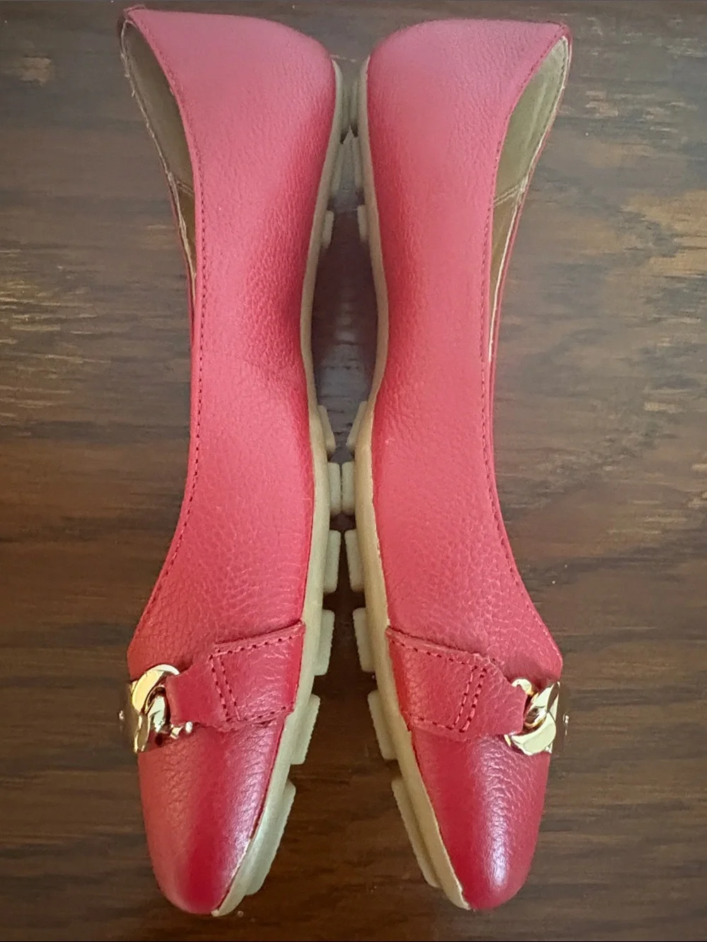 COACH ‘Bianca’ Red Pebbled Leather Ballet Flat Size 7